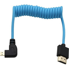 HangTon Micro HDMI 4K 8K ātrgaitas kabelis ATOMOS Ninja V Ultra, Sony ZV-E10 A7C A7R4 A6700, Canon R6II R5C R10, Lumix S5 S9 G100, Fujifilm X-T50, Sony ZV-E10 A7C A7R4 A6700, Canon R6II R5C R10, Lumix S5 S9 G100, Fujifilm X-T50 Blue Braided Wound 30cm
