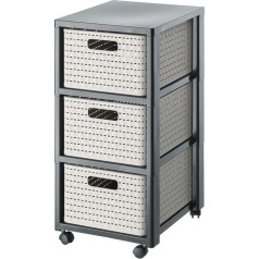 Rotho liels grāmatu skapis ar 3 atvilktnēm country cappucino/antracīts