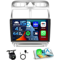 Inefala 4+64G Auto radio Peugeot 307 2002-2013 Android 15 ar 9 collu iekšējo ekrānu atbalsta Wireless Carplay un Android Car Mirror Link Radio FM/RDS GPS WiFi Bluetooth SWC atpakaļgaitas kamera