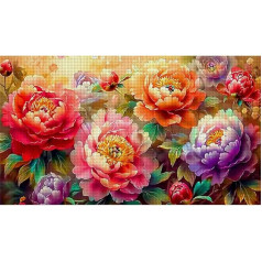 Pilns izšūšanas kokvilnas diegu 9CT Printed Peony krustdūriens komplekts pieaugušajiem bērniem iesācējiem 130x72cm, drukāti modeļi Dimensijas adatu adatu mākslas amatniecība mājas sienas dekoram