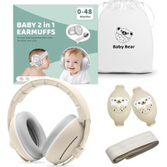 Dzirdes aizsardzība mazulim, 2-in-1 bērnu austiņas trokšņu aizsardzībai zīdaiņiem līdz 48 mēnešiem, austiņas, piemērotas miegam, ceļošanai, trokšņainā vidē