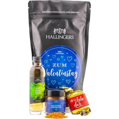 Hallingers Valentīndienai - zils - Valentīna dienas dāvanu maisiņš Dāvanu komplekts liķiera garšvielu riekstiņu komplekts Busserl kā dāvana mīlestībai (maisiņš) - dāvana vasarā un kā lieliska grilēšanas dāvana | New Home Jah