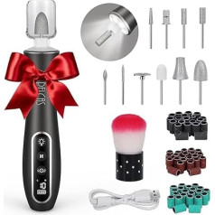 PELCAS Elektriskais nagu griezējs 10 ātrumi Bezvadu nagu urbjmašīna Profesionāla nagu slīpmašīna ar LCD ekrānu Pārnēsājams manikīra komplekts cilvēku mājdzīvnieku biezajiem dabīgajiem/akrila nagiem Pelēks