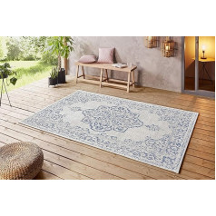 NORTHRUGS Paklājs iekštelpām un ārpus telpām 200 x 290 cm - izturīgs pret laikapstākļiem Oriental Vintage dizains ar medaljonu skrejceli Terases paklājs Balkona paklājs Virtuves paklājs Vannas istabas paklājs Dzīvojamās istabas paklājs Ūde