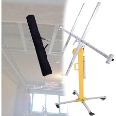 Drywall loksnes pacēlājs griestu montāžai, lieljaudas drywall loksnes pacēlājs, regulējams plākšņu pacēlājs tērauda konstrukcijām, rullīšu drywall loksnes pacēlāja instruments