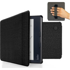 MyGadget futrālis Kobo Libra Colour 2024 | Libra 2 2021 ar rokas siksniņu un automātiskā miega un modināšanas funkciju - melns flip-uzvalks
