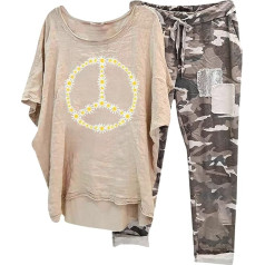 Briskorry Divdaļīgs sieviešu vasaras garais augšējais krekls un bikses, bikšu kostīmi, vaļīgs ikdienas brīvā laika kostīms, ekipāžas kakls, īsām piedurknēm, treniņtērps, gaisīgs, viegls, sporta apģērbs, seksīgs drukāšana