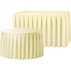 Elegant Event Essentials - 1 gabals plisēta galda svārki - piemēroti taisnstūra un apaļiem galdiem - kāzu pasākumiem, pieņemšanām, dzimšanas dienas svinībām, ēdināšanai - poliesteris (ziloņkaula) (7,6 m)