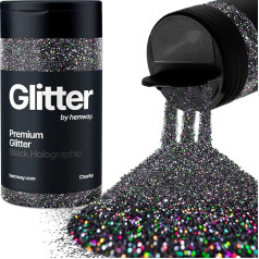 Glitter Shaker Black Holographic Face Nail Art Cup Ziemassvētku puse Piegādes Chunky Craft Resin Cosmetic 130g