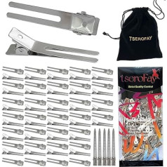 65 gabali Sudraba metāla matu klipi sievietēm Matu ruļļi 1,8 collu Double Prong Root klipi cirtainiem matiem Volume Locs Retwist Dreads Curler Set Clippies bieziem matiem