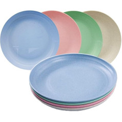 Crocoful šķīvju komplekts, 4 šķīvju komplekts, krāsains, viegls un izturīgs pret sadrupšanu, piemērots mazgājamajai mašīnai un mikroviļņu krāsnij, 20 cm, ideāli piemērots bērniem un pieaugušajiem, salātu/trauku/ēdienu šķīvji, nesa