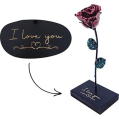 Forging Art Bcn® Handmade - Rose Base - Geschenk zum Muttertag, Valentinstag, Hochzeitstag, Eiserne Hochzeit (Rot/Grün Love)