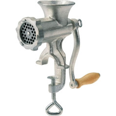 Westmark Fleischwolf Größe 8, mit Scheibe der Lochgröße ø 4,5 mm, inkl. Schraubzwinge für Tischmontage, Verzinnter Stahlguss, Silber, 97522260