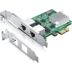 10Gtek® 100M/1000M/2.5G NIC tīkla karte ar diviem RJ-45 portiem un Realtek RTL8125BG kontrolieri, atbalsta Windows/Windows Server/Linux/Ubuntu/Centos/Vmware