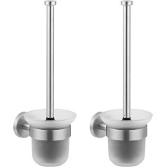 Dailyart tualetes birste, tualetes birstes turētājs, tualetes birstes turētājs, tualetes birste, bez urbšanas, tualetes birstes turētājs ar turētāju pie sienas, ietver rezerves birsti, nerūsējošais tērauds + stikls, iepakojums