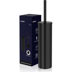 Silikona tualetes birste ar turētāju, melna, cilindriska tualetes birste ar 2 rezerves birstēm, brīvi stāvošs tualetes birstes komplekts vannas istabai, higiēniska tīrīšana un nerūsējošais tērauds, tualetes piederumi