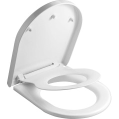 SAMODRA Ģimenes tualetes poda sēdeklis ar iebūvētu bērnu sēdekli D-veida mīksti aizverams tualetes poda sēdeklis ar augšējo stiprinājumu ātrai noņemšanai, lai atvieglotu tīrīšanu un uzstādīšanu