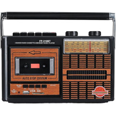 Lychee Retro pārnēsājamais kasešu atskaņotājs un magnetofons ar AM/FM/SW1-2 četru diapazonu radio, iebūvētu skaļruni, 3,5 mm austiņu ligzdu, atbalsta SD/USB ievadi (F-319BT)