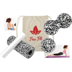 Fas Fit fasciju veltnis, putu veltņa komplekts 4 vai 6, vai 8 gabali, masāžas veltņi un fasciju bumbiņas, fasciju veltnis efektīvai fasciju apmācībai, ietver plakātu, vingrojumu grāmatu, e-grāmatu un sporta somu, muguras veltnis.