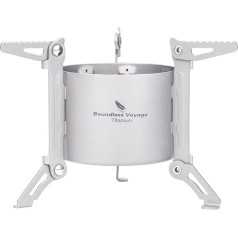 iBasingo Titan Spiritus plīts Mini Spirit Burner āra kempinga plīts ar salokāmiem statīviem Ultralight mugursoma Alkohola sildītājs ar trauku turētājiem 80 ml Portatīva plīts Ti2016C