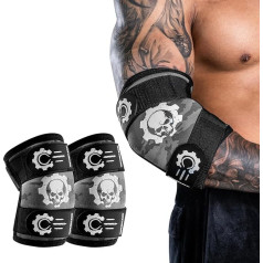 MANUEKLEAR 5 mm neoprēna svarcelšanas elkoņu aproces vīriešiem (1 pāris), elkoņu aproces Svarcelšana vīriešiem ar 2 regulējamām kompresijas siksnām sola un spēka celšanai un svarcelšanai