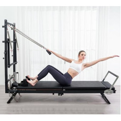 Pilates Reformer, salokāms Reformer, 2-in-1 atsperu Pilates gultas vingrinājumu, spēka treniņu, kardio Reformer studijai, mājas Pilates aprīkojums un sporta zāle (melns, 330 lbs)