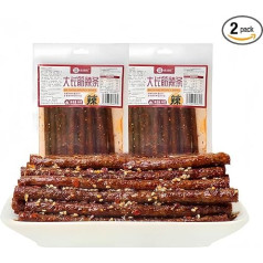 MKSDDF -90g*2 Pack Latiao Spicy Gluten Spicy Strips Classic Chinese Snacks Latio Sweet and Spicy Snack (Spicy Long Gluten *2 Packs)