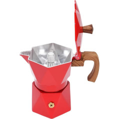 JTLB Premium Aluminium Dual Valve 2 tasīšu kafijas automāta kanna itāļu alus pagatavošanai mājās, piemērota plīts, elektriskajai plīts un kempingam (sarkana)