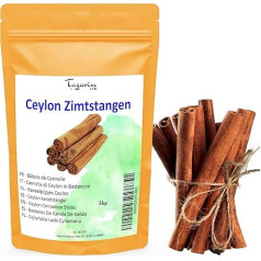 1 kg Ceilonas kanēļa standziņas, augstas kvalitātes Ceilonas kanēļa standziņas (10 cm garas), Cinnamomum Verum, intensīvs aromāts un garša, 100% dabīgas, tīras un bez piedevām Tazarin Ltd.