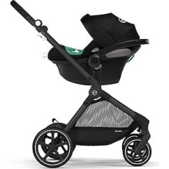CYBEX Gold EOS 2-in-1 bērnu ratiņi ar Aton B2 i-Size bērnu sēdeklīti un bērnu sēdeklīša adapteri, ceļojumu sistēma, no dzimšanas līdz 22 kg (aptuveni 4 gadi), mēness melns (melns)