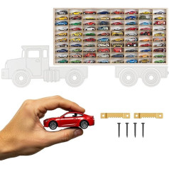 ArtTwist Automašīnu modeļu vitrīna Hot Wheels 80 nodalījumu glabāšanai Kolekcionāra vitrīna piekārta 78,5 cm x 40 cm x 4 cm Koka vitrīna sienas dekorēšanai un organizēšanai (LKW 001BL)