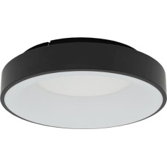 Licht-Erlebnisse URGGAS LED griestu gaisma tērauds melns melns balts vannas istaba virtuve gaitenis diametrs 38 cm 32 W 2700 lm 4000 K neitrāla balta apaļa apaļa vienkārša zema atspīduma griestu gaisma vannas istaba