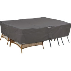 Classic Accessories Ravenna universāls dārza mēbeļu pārklājs, plīsumiem izturīgs materiāls ar ventilācijas atverēm, aizsargā no visiem laikapstākļiem, tumšs taupe/šokolādes/spresso (355 x 178 x 76 cm, X-LARGE)