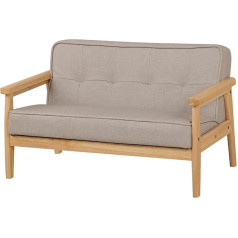 Dgbaobei Bērnu dīvāns PVC ādas roku balsts koka kājas 2 sēdvietas bērnu dīvāni zēniem meitenēm (gaiši pelēks)