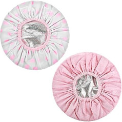 2 gabali Siltuma vāciņš dziļai kopšanai, ūdensizturīgs dubultā slāņa siltuma vāciņš, atkārtoti lietojams liels karstas eļļas vāciņš matiem vai gariem bieziem matiem (rozā sērija)