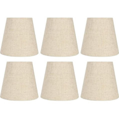 Tissting 6 gabali lina mazs lampas abažūrs, 5,5 collu E14 auduma mucas lampas abažūrs, smilškrāsas lustra lampas abažūrs, roku darbs grīdas apgaismojuma tonis, lampas abažūri Clip-On guļamistabai, dzīvojamā istaba