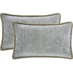 2 spilvenu pārvalku komplekts ar pildījumu, lauku sētas dīvāna spilvens, dīvāna spilvens, dekoratīvs spilvens, mīksts un ērts, dubultā iepakojumā (pelēks 30 x 50 cm)