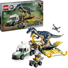 LEGO Jurassic World Dinosauru misijas Allosaurus Transporter Dino rotaļu komplekts bērniem ar Kenji, Darius un Yaz mini figūriņām zēniem un meitenēm no 8 gadiem 76966