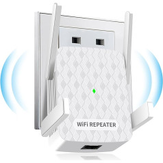WLAN pastiprinātājs, 1200 Mbit/s WiFi divjoslu 5GHz + 2,4GHz, WiFi pastiprinātājs pārklāj līdz 200 m², WiFi pastiprinātājs ar Ethernet savienojumu, atbalsta WPS, saderīgs ar visām WLAN ierīcēm