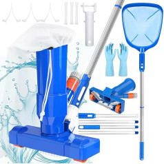 ZQEJEFD Baseina tīrīšanas grīdas putekļsūcējs un skimmera baseina izkraušanas tīkls, pārnēsājams baseina putekļsūcējs ar 168 cm bieziem baseina stabiem, putekļsūkšanas baseina tīrīšanas komplekts peldbaseinam, Spa, dīķim, karstajam 