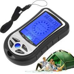 Mazs altimetra instruments, daudzfunkcionāls rokas temperatūras displejs, barometra ierīce, viegla prognožu ierīce ar spilgtu displeju pārgājieniem, kāpšanai, laikapstākļu uzraudzībai un ceļojumiem brīvā dabā