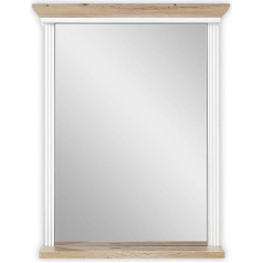 Stella Trading Jasmin sienas spogulis gaišā priedes krāsā ar amatniecisku ozolkoka izskatu, lauku mājas stila spogulis ar plauktu priekšnamam un garderobei 65 x 83 x 15 cm (platums x augstums x dziļums)