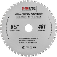 TCT21648TMPT Saxton TCT daudzfunkcionālā ripzāģa asmens kokam un metālam 216mm x 48T ripzāģa asmenis Piemērots Bosch, Dewalt, Ryobi, Makita u.c. ierīcēm