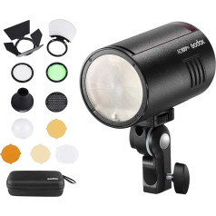 Godox AD100Pro kabatas studijas portretu zibspuldzes gaisma 5800K 1/8000s sinhronizācija TTL/Multi/M zibspuldze ar uzlādējamu 2600mAh akumulatoru un GODOX AK-R1 kabatas zibspuldzes piederumu komplektu
