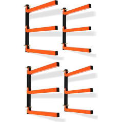 Thanaddo 4 Pack 3 Tier Wood Storage Heavy Duty Metal Wall Mount Koka instrumentu kastes organizatora plaukts darbnīcas darbnīca iekštelpu ārā