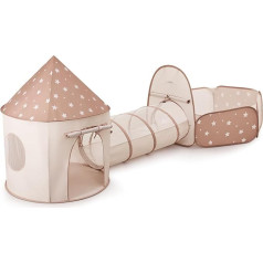 Sumbababy Bērnu telts rotaļu tunelis iekštelpās ar bumbu bedri: Bērnu rotaļu telts ar bumbiņām, bērnu rāpošanas tunelis ar bumbiņām, vanna bez bumbiņām kustību prasmēm, bērnu bumbiņu bedre, telts tunelis ar glabāšanas maisiņu (3).