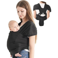 Hilabab Baby Carrier Gaisa sieta auduma atdzesēšana vasarai Elpojošs regulējams siksniņa bērnu nēsātājs jaundzimušajam līdz 40 mārciņām (Air Mesh Black)