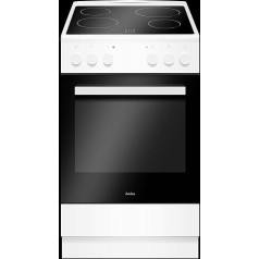 Amica SHC 903 031 Baltā stāvošā plīts elektriskā stikla keramikas plīts 50 cm ar intensīvu grilu