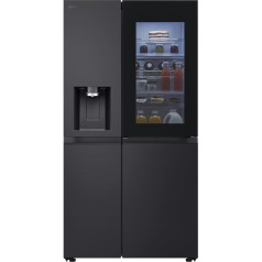 LG GSXE91EVAD Sānu blakus ledusskapis ar InstaView, D klase, 628 litru ietilpība, ūdens tvertne, Essence matēti melns