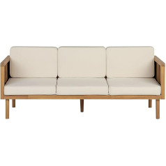 Baratti āra 3vietīgs atpūtas dīvāns Akacijas koka gaiši brūni spilveni Bēšs bēšs Rustic